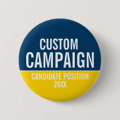 Creëer Uw eigen Campagne Gear - Geel en Blauw Ronde Button 5,7 Cm (Voorkant)