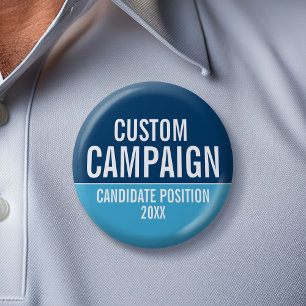 Creëer Uw eigen Campagne Gear - Licht blauw en ma Ronde Button 5,7 Cm