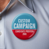 Creëer Uw eigen campagnetoestel - Rood en Blauwgro Ronde Button 5,7 Cm