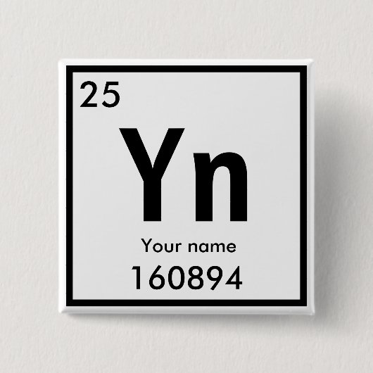 Creëer uw eigen chemische element Square Button (Voorkant)