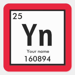 Creëer uw eigen chemische element vierkante sticker
