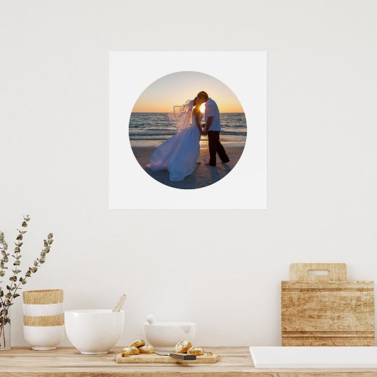 Creëer Uw Eigen Cirkelvorm Huwelijksfoto Poster (Keuken)