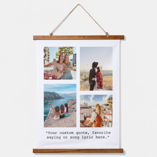 Creëer uw eigen citaat Fotocollage Hangend Wandkleed (Voorkant)