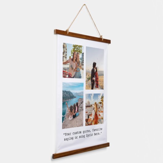 Creëer uw eigen citaat Fotocollage Hangend Wandkleed (Gebogen)