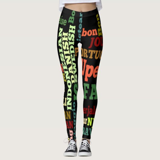 Creëer uw eigen Colorful World National Languages Leggings (Voorkant)