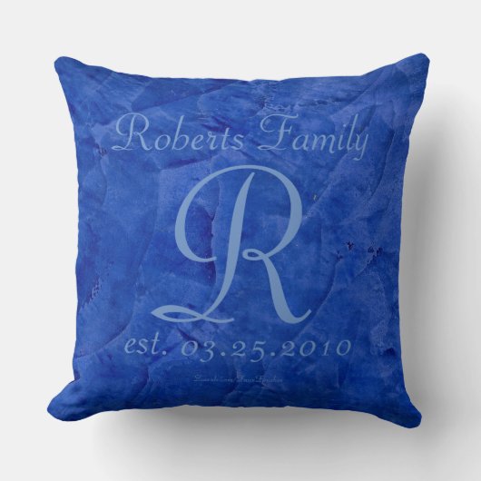 Creëer Uw eigen Cornflower Blue Monogrammen Kussen (Voorkant)