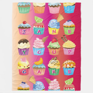 Creëer Uw eigen Cupcake Monogram Delicious behande Fleece Deken
