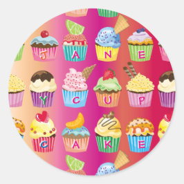 Creëer Uw eigen Cupcake Monogram Delicious behande Ronde Sticker