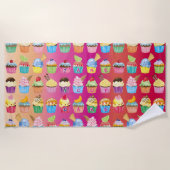 Creëer Uw eigen Cupcake Monogram Delicious behande Strandlaken (Voorkant)