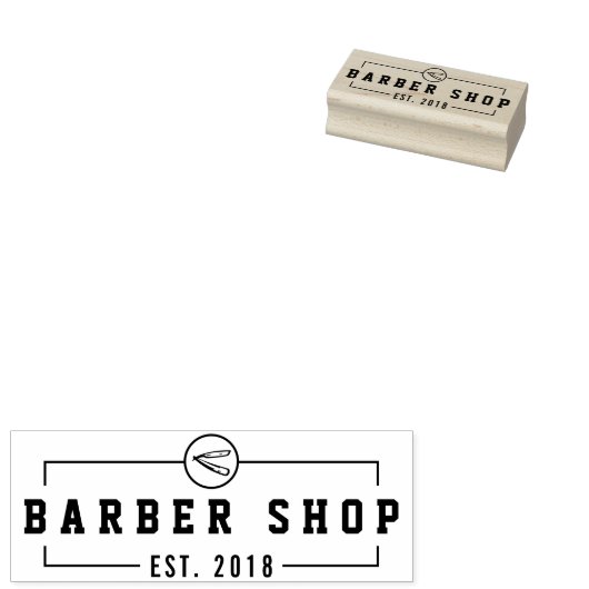 Creëer Uw Eigen Custom Barbershop Business Logo Rubberstempel (Gestempeld)