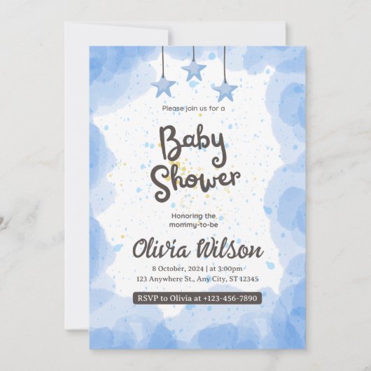 Creëer uw eigen Custom Blue Baby shower Kaart (Voorkant)