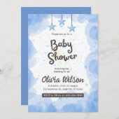 Creëer uw eigen Custom Blue Baby shower Kaart (Voorkant / Achterkant)