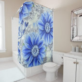 Creëer Uw Eigen Custom Made Whimsical Blue Flower Douchegordijn (In situ)