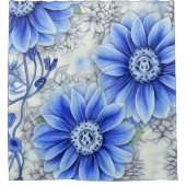 Creëer Uw Eigen Custom Made Whimsical Blue Flower Douchegordijn (Voorkant)