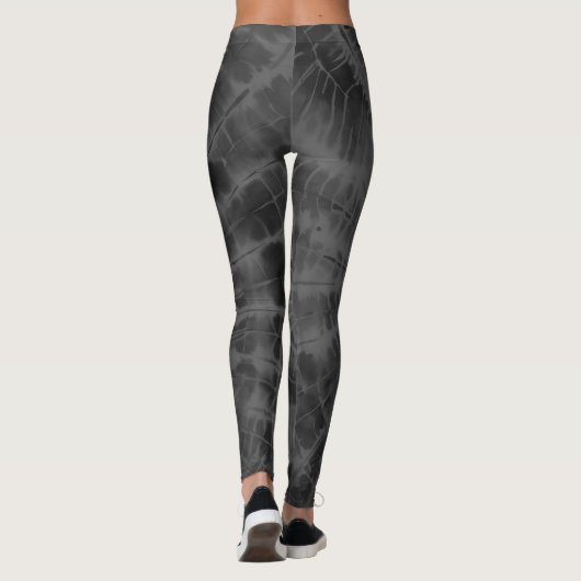 Creëer Uw Eigen Custom Zwart Grijs Tie Dye Leggings (Achterkant)