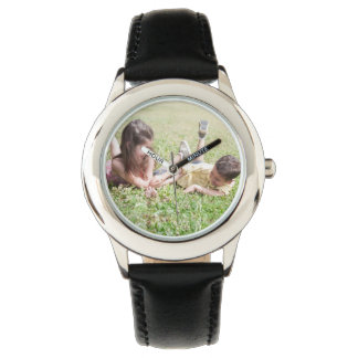 Creëer Uw Eigen Custom Zwart Lederen Strap Horloge