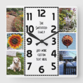 Creëer Uw eigen Deco 6 Foto Collage Vierkante Klok (Voorkant)