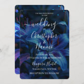 Creëer uw eigen Deep Blue Lily bruiloft Kaart (Voorkant / Achterkant)