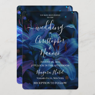 Creëer uw eigen Deep Blue Lily bruiloft Kaart