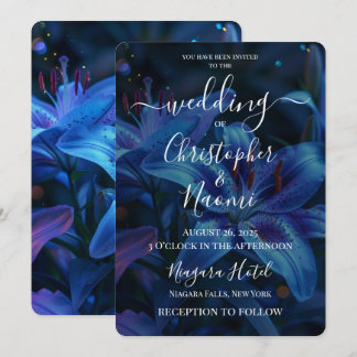 Creëer uw eigen Deep Blue Lily bruiloft Kaart