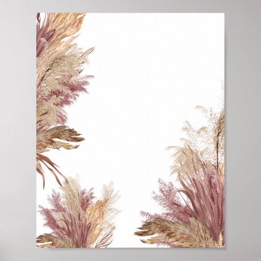 Creëer Uw Eigen DIY Boho Pampas Grass Mauve Roze Poster (Voorkant)