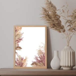 Creëer Uw Eigen DIY Boho Pampas Grass Mauve Roze Poster