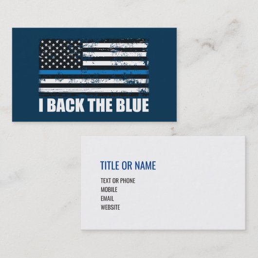 CREËER-UW-EIGEN DIY dunne blauwe lijn US FLAG Visitekaartje (Voorkant / Achterkant)