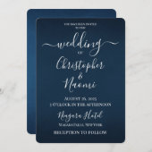 Creëer uw eigen donkerblauwe bruiloft kaart (Voorkant / Achterkant)