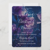 Creëer uw eigen donkerblauwe en paarse bloemen bru kaart (Voorkant)