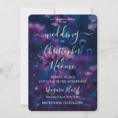 Creëer uw eigen donkerblauwe en roze bloemen bruil kaart (Voorkant)