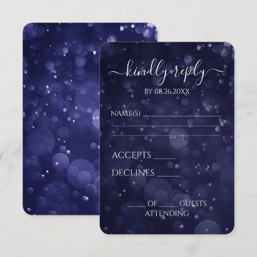 Creëer uw eigen donkere indigo blauwe wateren RSVP kaartje (Voorkant / Achterkant)