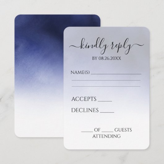 Creëer uw eigen donkere indigo blauwe wolk RSVP kaartje (Voorkant / Achterkant)