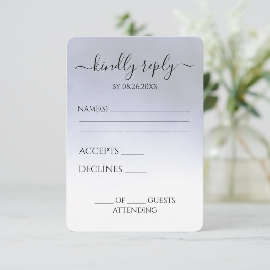 Creëer uw eigen donkere indigo blauwe wolk RSVP kaartje (Staand voorkant)