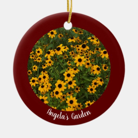 Creëer Uw eigen, donkere rode, persoonlijke foto Keramisch Ornament (Voorkant)