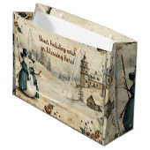 Creëer uw eigen  dorp sneeuwman groot cadeauzakje (Voorkant Gekanteld)