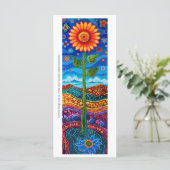 Creëer Uw Eigen Dot Art Zonnebloem Bladwijzer Kaar (Staand voorkant)