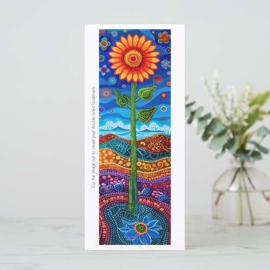 Creëer Uw Eigen Dot Art Zonnebloem Bladwijzer Kaar (Staand voorkant)