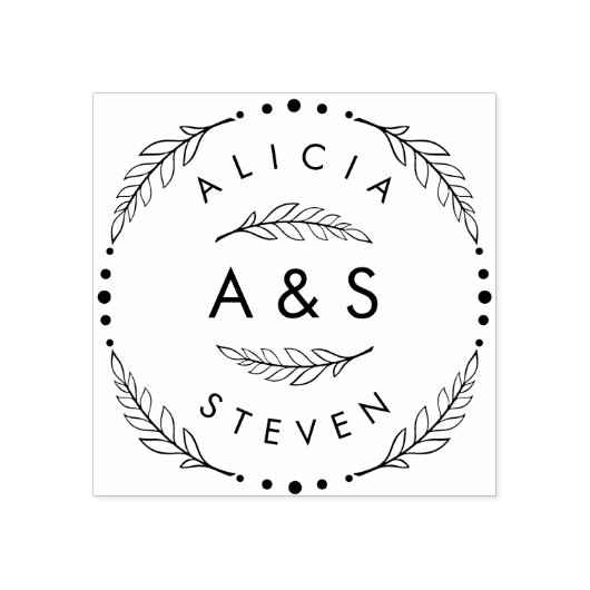 Creëer Uw Eigen Douane Moderne HuwelijksInitialen Rubberstempel (Afrduk)