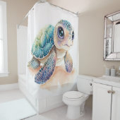 Creëer Uw eigen douchegordijn met Baby schildpad (In situ)