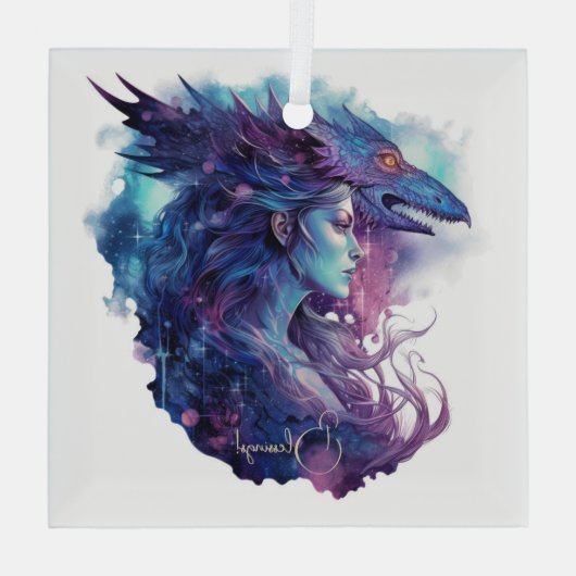 Creëer Uw eigen drakengodin Glas Ornament (Achterkant)