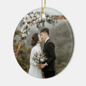 Creëer Uw Eigen Dubbelzijdige Huwelijksfotopaar Keramisch Ornament (Links)