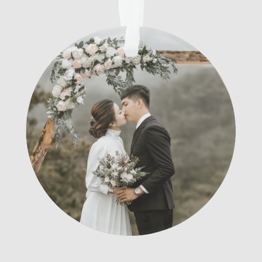 Creëer Uw Eigen Dubbelzijdige Huwelijksfotopaar Ornament (achterkant)