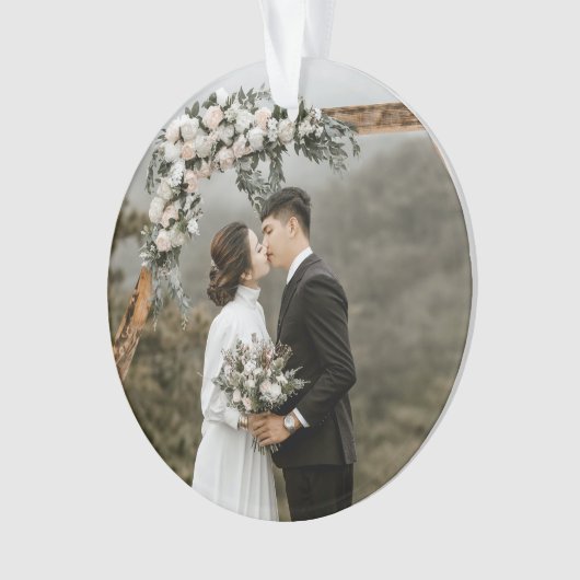 Creëer Uw Eigen Dubbelzijdige Huwelijksfotopaar Ornament (voorkant)