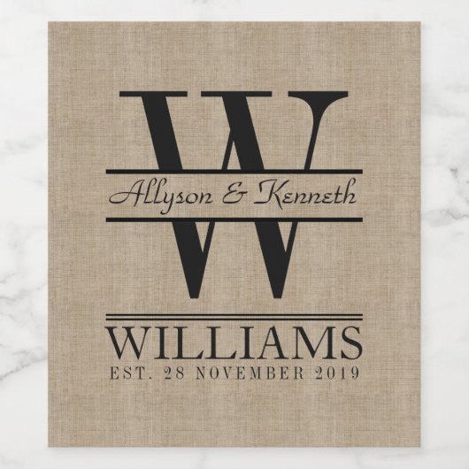 Creëer Uw Eigen Eenvoudig Jubileum Logo Monogram Wijn Etiket (Enkel label)