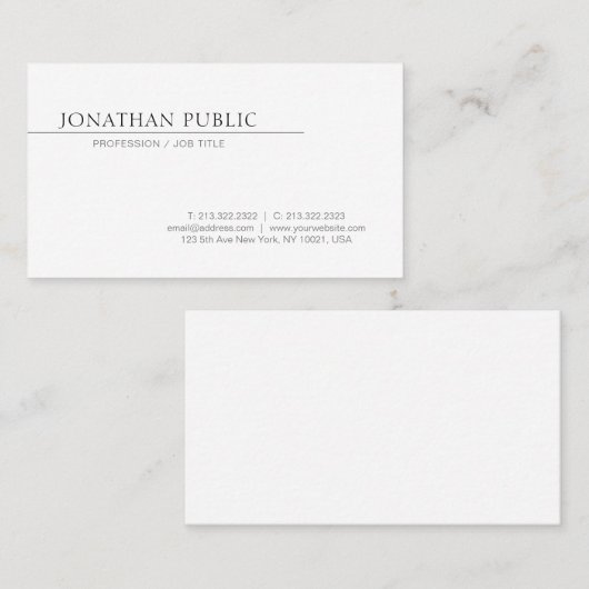 Creëer Uw eigen eenvoudige design elegante witte p Visitekaartje (Voorkant / Achterkant)