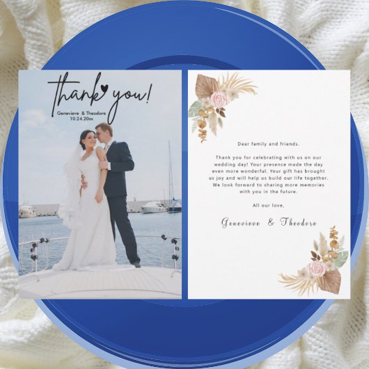 Creëer Uw Eigen Elegant Chique Script Foto Bruilof Bedankkaart