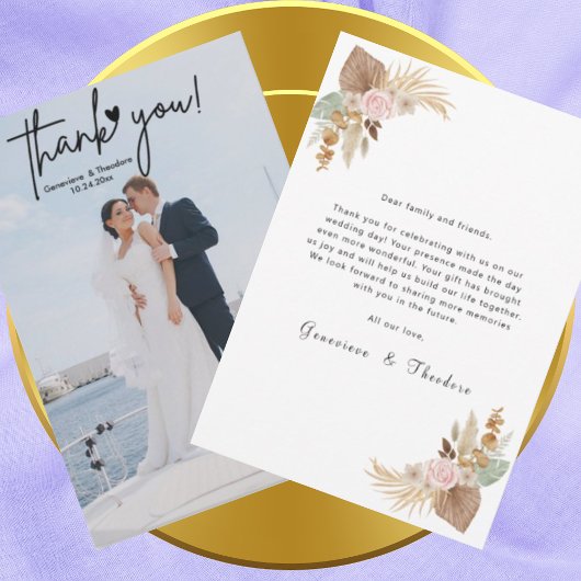 Creëer Uw Eigen Elegant Chique Script Foto Bruilof Bedankkaart