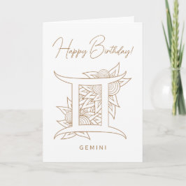 Creëer Uw eigen Elegant Goud & Wit Tweelingen Zodi Feestdagen Kaart