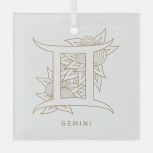 Creëer Uw eigen Elegant Goud & Wit Tweelingen Zodi Glas Ornament