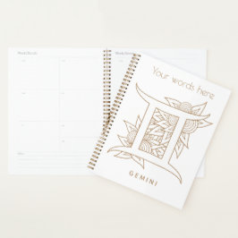 Creëer Uw eigen Elegant Goud & Wit Tweelingen Zodi Planner